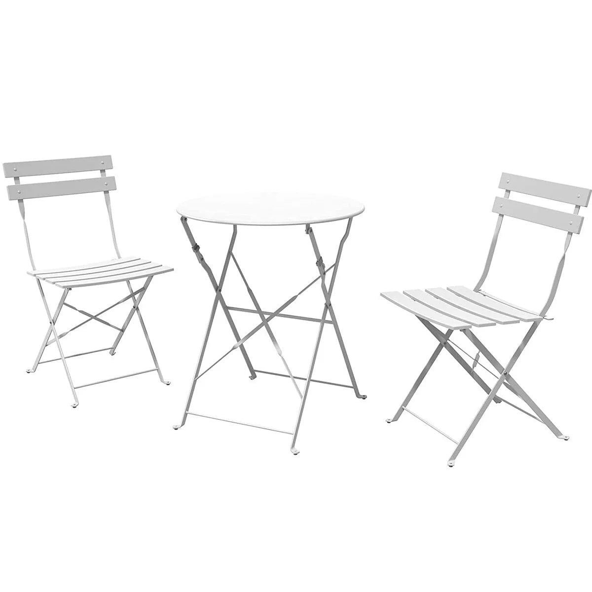 Ensemble bistro pliant 3 pièces en métal, salon de conversation intérieur/extérieur résistant aux intempéries pour patio, cour, jardin