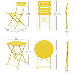 Ensemble bistro pliant 3 pièces en métal, ensemble de conversation intérieur/extérieur résistant aux intempéries pour patio, cour, jardin