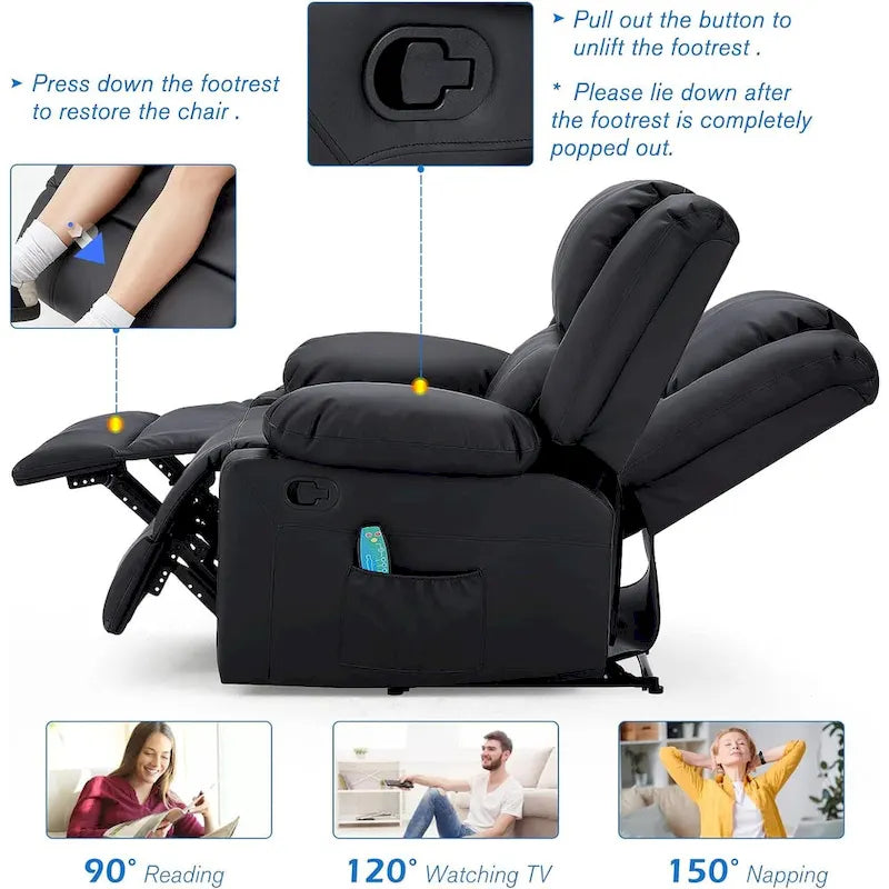 AECOJOY Causeuse inclinable 2 places avec fonction chauffage et massage