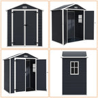 Abri de jardin en résine toutes saisons avec plancher, 1,8 m x 1,2 m/1,8 m x 2,4 m/2,4 m x 1,8 m/2,4 m x 3 m, Spire Tool Shed