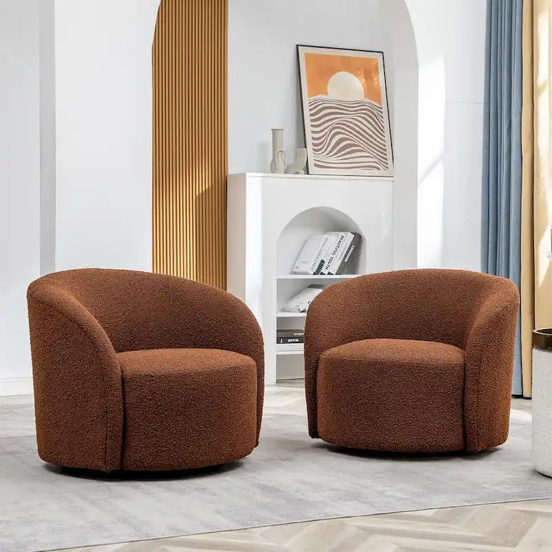 KINWELL Fauteuil d'appoint pivotant rembourré en forme de tonneau, de 86 cm de large (Lot de 2)