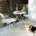 Ensemble bistro pliant 3 pièces en métal, salon de conversation intérieur/extérieur résistant aux intempéries pour patio, cour, jardin
