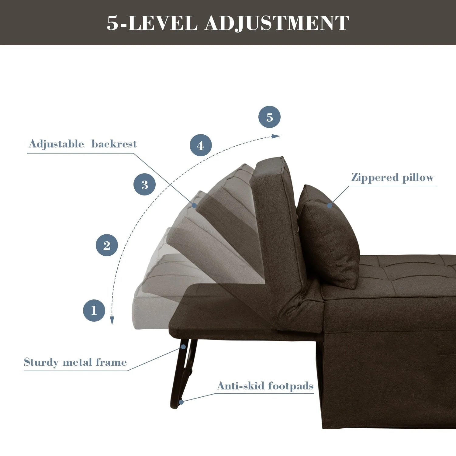 Canapé convertible Lit d'appoint Fauteuil-lit Canapé pliant Pouf Fauteuils inclinables pour le salon