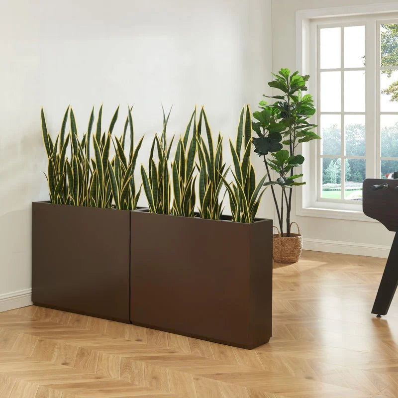 Jardinière métallique robuste pour plantes d'extérieur, 38 po L x 10 po l x 30 po H, jardinière-diviseur en métal, longue et haute - 38x30x10