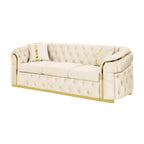 Canapé 3 places 90,6 Velvet avec 2 coussins haute densité, accents dorés et coussins