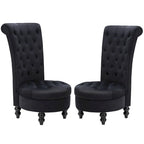 AVAWING Lot de 2 chaises de trône royales rembourrées et pieds en bois d'hévéa