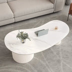 Table basse ovale standard minimaliste blanche avec 2 tiroirs