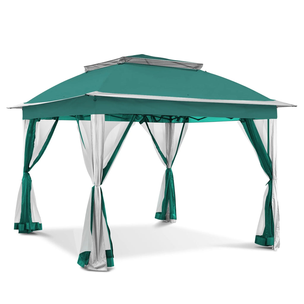 Tonnelle escamotable en acier Cozywor de 3,35 m x 3,35 m avec moustiquaire