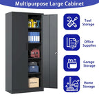 Armoire de rangement métallique de garage 72H, armoire de rangement noire en acier avec portes et 4 étagères