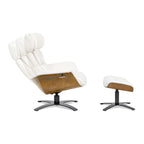 Fauteuil inclinable en cuir véritable Jovan 31.5 avec pouf