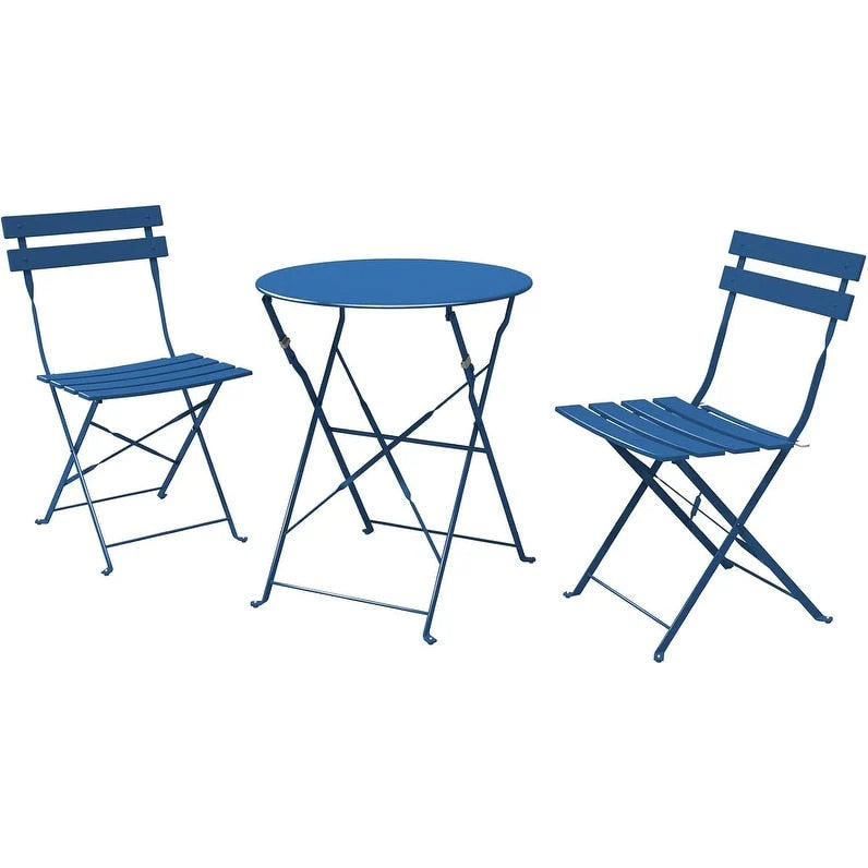 Ensemble bistro pliant 3 pièces en métal, ensemble de conversation intérieur/extérieur résistant aux intempéries pour patio, cour, jardin