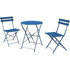 Ensemble bistro pliant 3 pièces en métal, ensemble de conversation intérieur/extérieur résistant aux intempéries pour patio, cour, jardin
