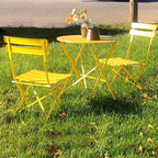 Ensemble bistro pliant 3 pièces en métal, salon de conversation intérieur/extérieur résistant aux intempéries pour patio, cour, jardin