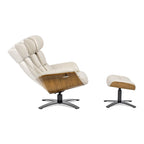 Fauteuil inclinable en cuir véritable Jovan 31.5 avec pouf