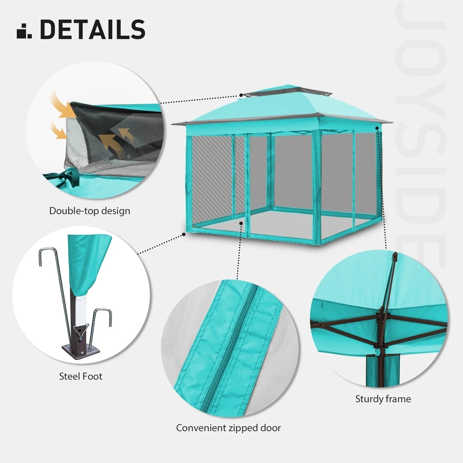 Tonnelle escamotable en acier Cozywor de 3,35 m x 3,35 m avec moustiquaire