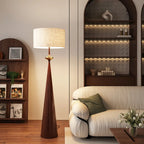 Lampadaire contemporain en métal conique avec abat-jour en tissu