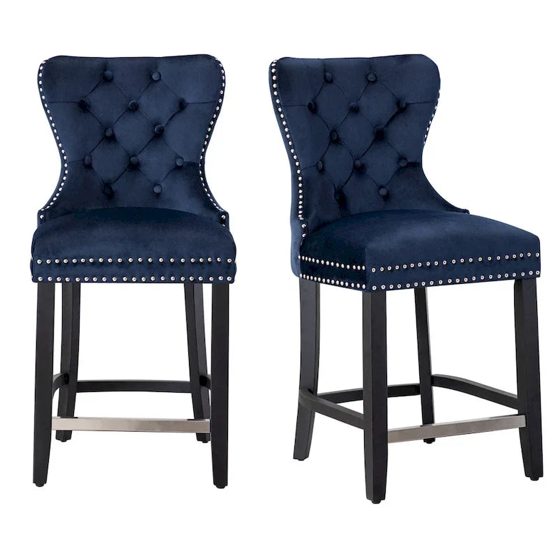 Tabouret de comptoir Carter 24 Wingback Tufted Nailhead (lot de 2)