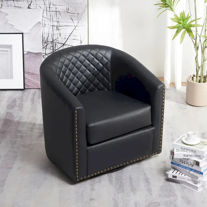 Fauteuil à barillet pivotant en cuir PU touffeté KINWELL 29