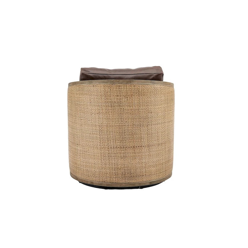 Fauteuil pivotant, fauteuil d'appoint rond confortable, fauteuil club pivotant à 360 degrés, fauteuil de loisirs avec cadre en rotin tressé