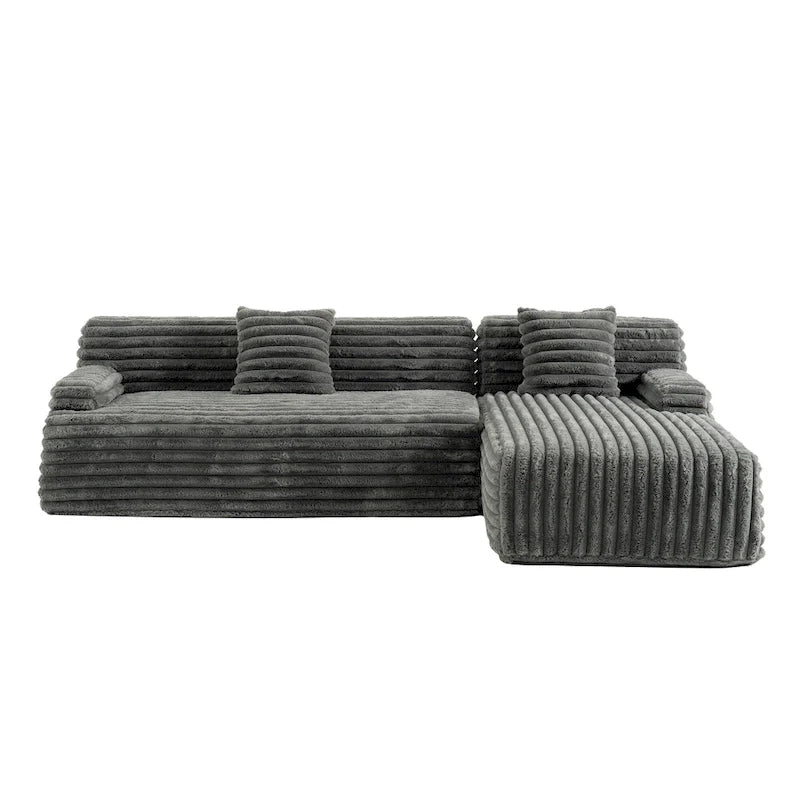 Canapé d'angle modulable Cloud, Canapé moderne rembourré avec 2 coussins, Canapé modulable à composer, Canapé d'angle modulable en L
