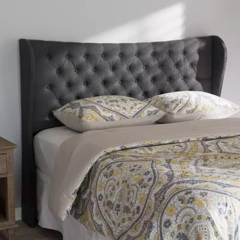 Tête de lit capitonnée Cadence en tissu moderne et contemporain avec ailettes - Baxton Studio
