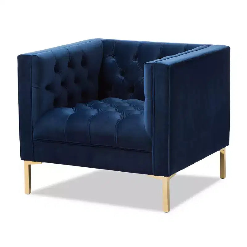 Chaise longue Zanetta Luxe And Glamour de Baxton Studio en velours et à la finition dorée