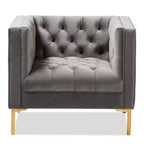 Chaise longue Zanetta Luxe And Glamour de Baxton Studio en velours et à la finition dorée