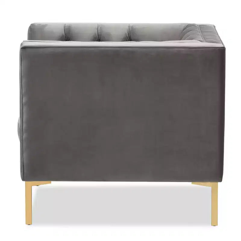 Chaise longue Zanetta Luxe And Glamour de Baxton Studio en velours et à la finition dorée