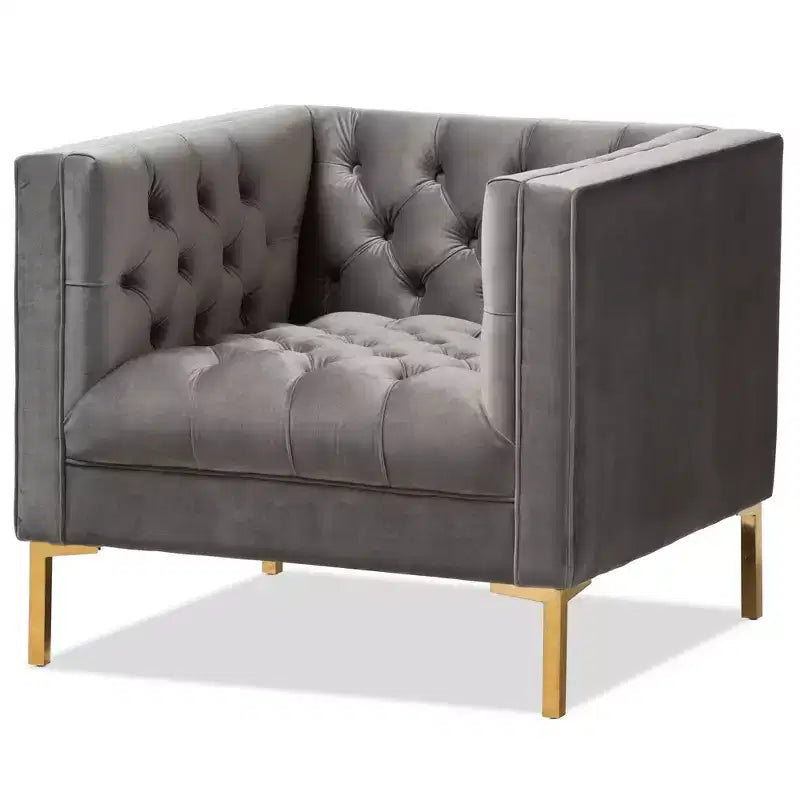 Chaise longue Zanetta Luxe And Glamour de Baxton Studio en velours et à la finition dorée