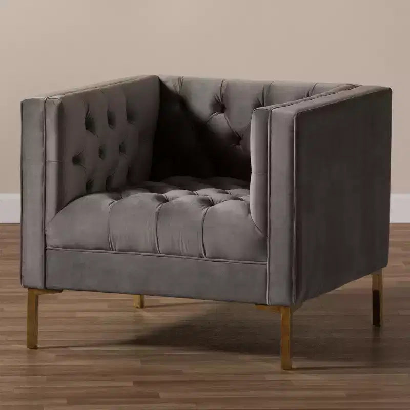 Chaise longue Zanetta Luxe And Glamour de Baxton Studio en velours et à la finition dorée