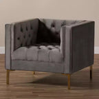 Chaise longue Zanetta Luxe And Glamour de Baxton Studio en velours et à la finition dorée