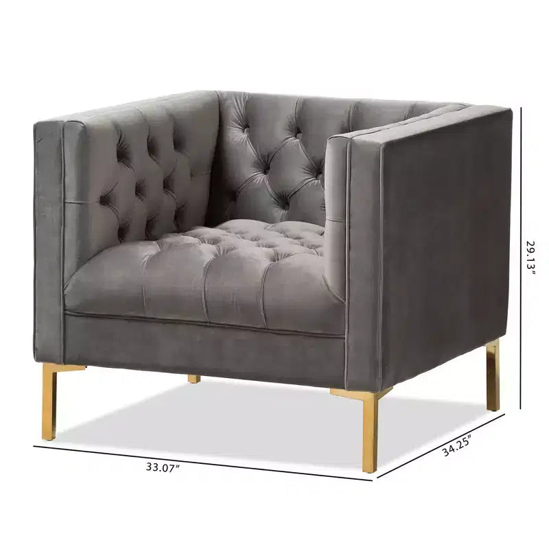 Chaise longue Zanetta Luxe And Glamour de Baxton Studio en velours et à la finition dorée
