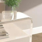 Table de chevet avec tiroirs de rangement en acrylique blanc transparent