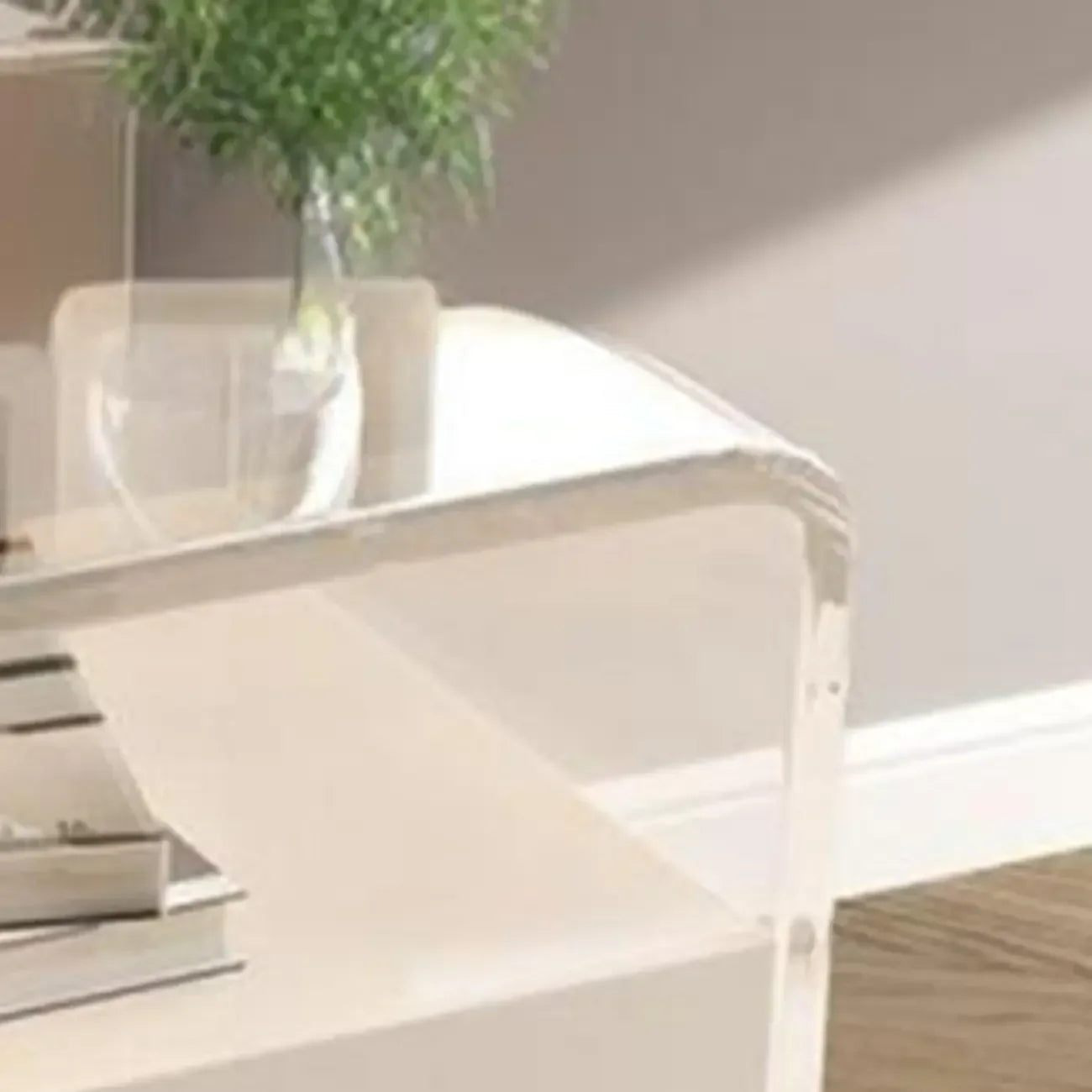 Table de chevet avec tiroirs de rangement en acrylique blanc transparent