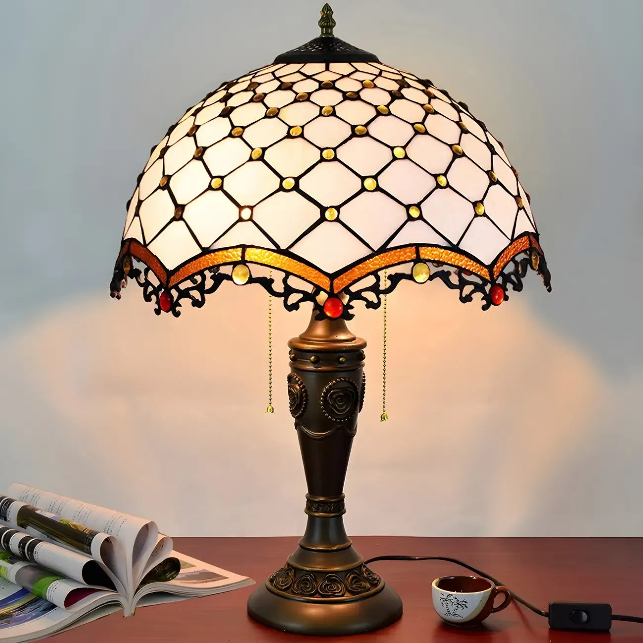 Lampe de table à dôme en verre inoxydable vintage 2 lumières HomeyFad