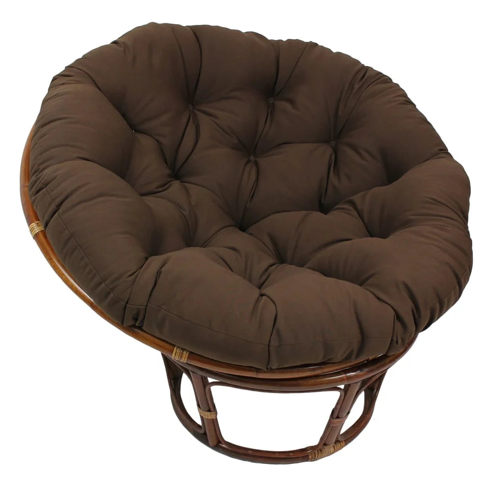 Fauteuil Papasan Bali en rotin de 42 pouces avec coussin en sergé