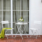 Ensemble bistro pliant 3 pièces en métal, salon de conversation intérieur/extérieur résistant aux intempéries pour patio, cour, jardin