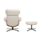 Fauteuil inclinable en cuir véritable Jovan 31.5 avec pouf