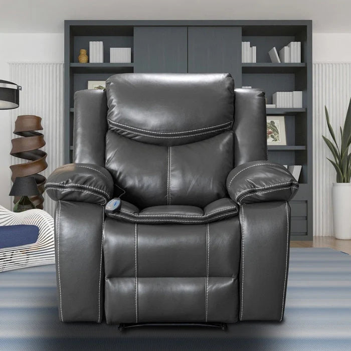 Fauteuil inclinable massant et chauffant en cuir, assise large et durable