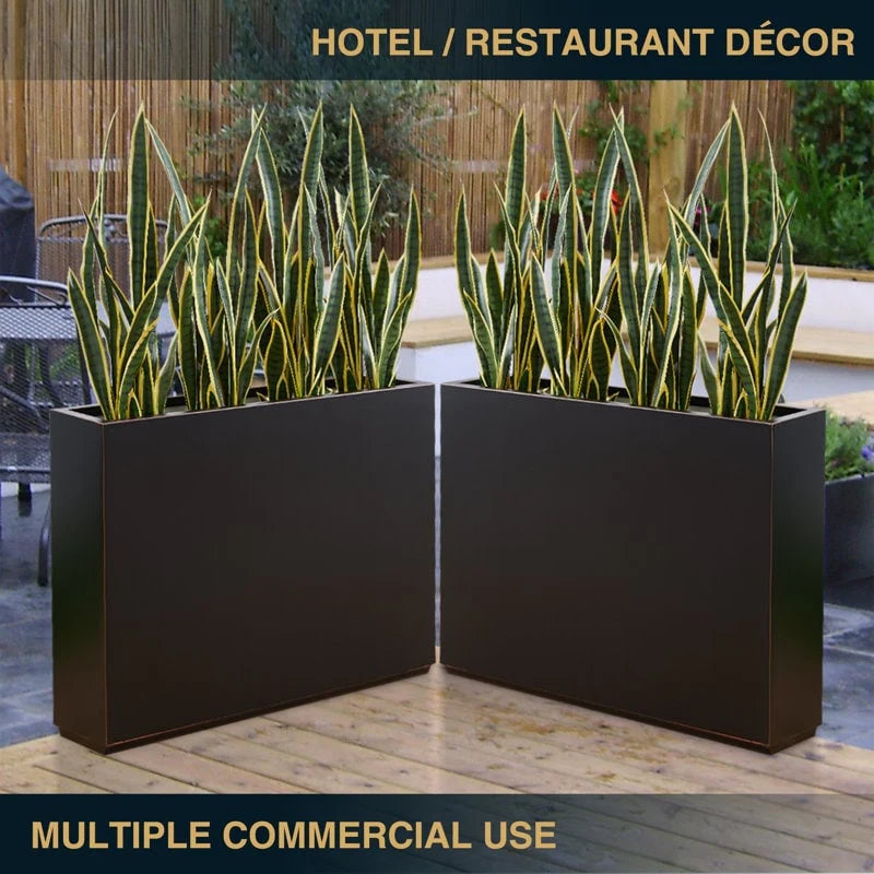 Jardinière métallique robuste pour plantes d'extérieur, 38 po L x 10 po l x 30 po H, jardinière-diviseur en métal, longue et haute - 38x30x10