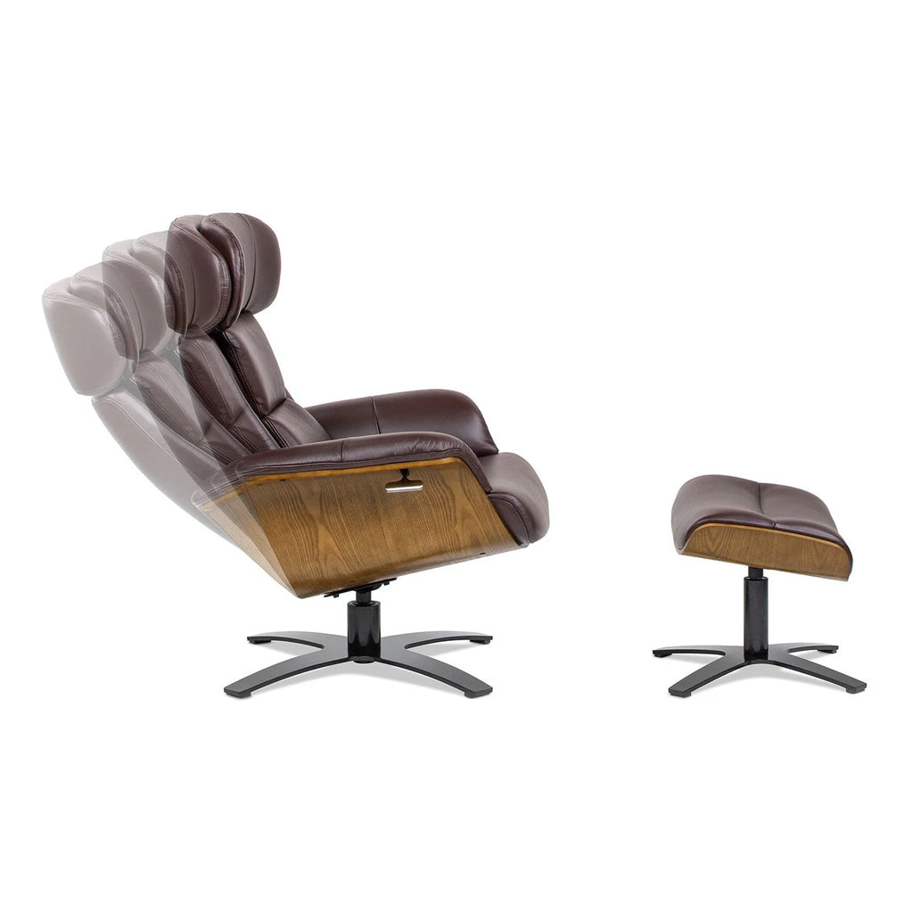 Fauteuil inclinable en cuir véritable Jovan 31.5 avec pouf