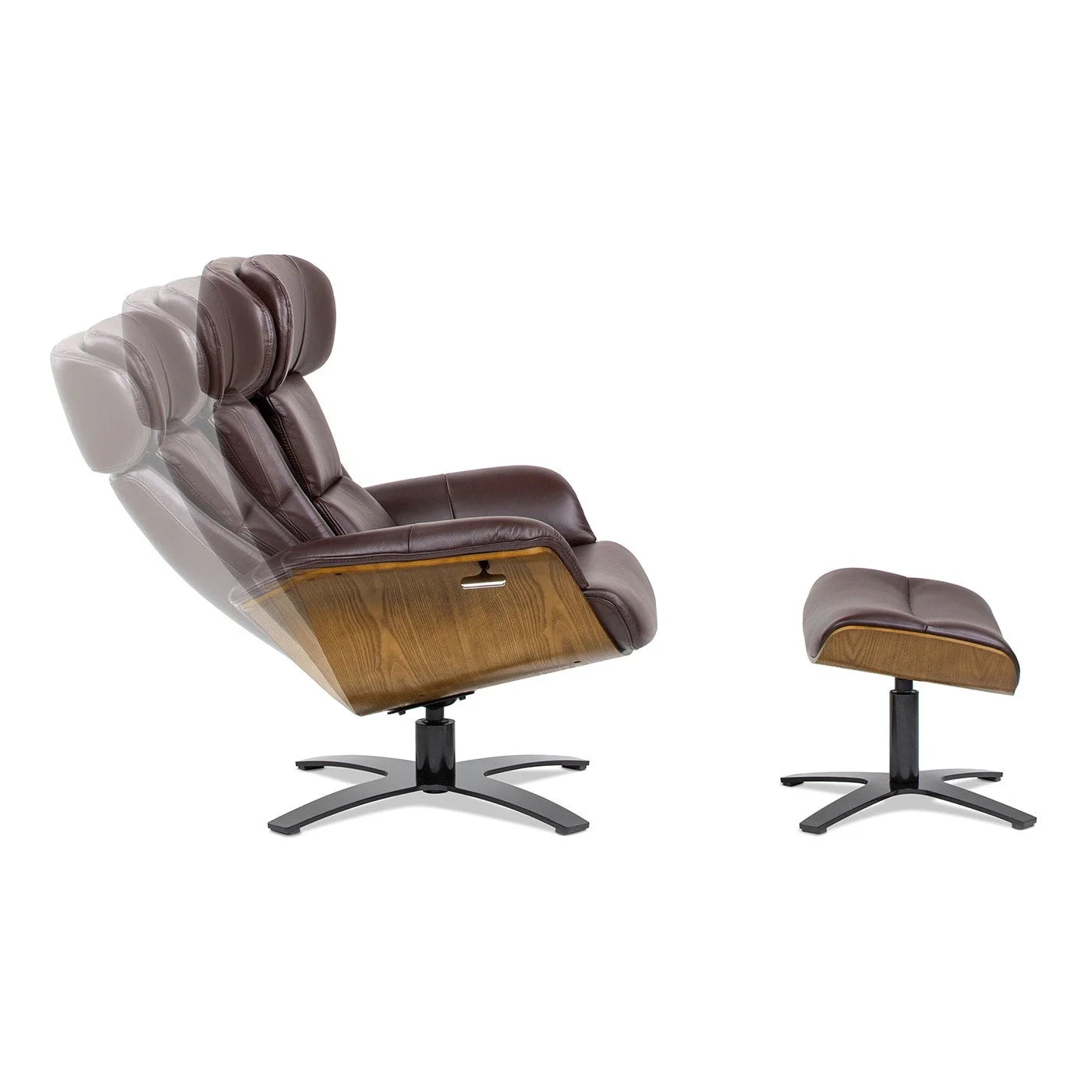 Fauteuil inclinable en cuir véritable Jovan 31.5 avec pouf