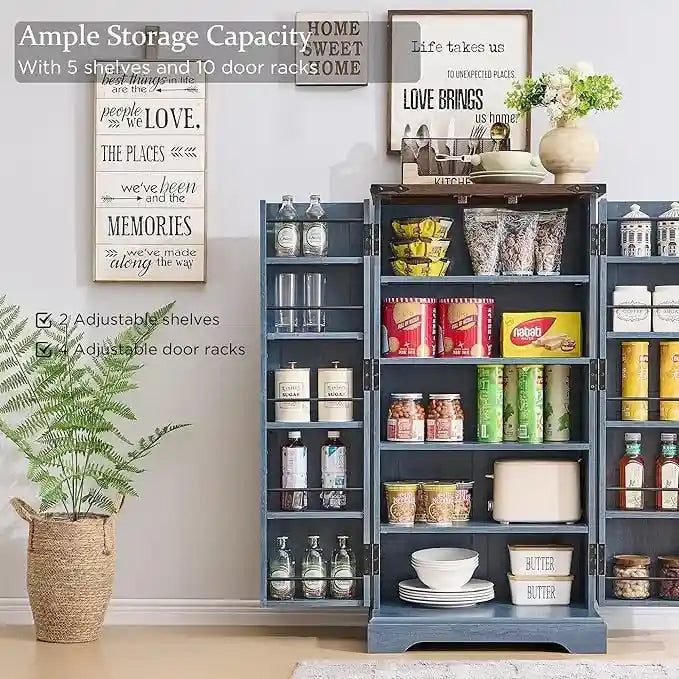 47 armoire de cuisine de ferme, buffet de rangement avec portes de grange - N/A