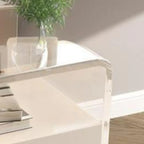 Table de chevet avec tiroirs de rangement en acrylique blanc transparent
