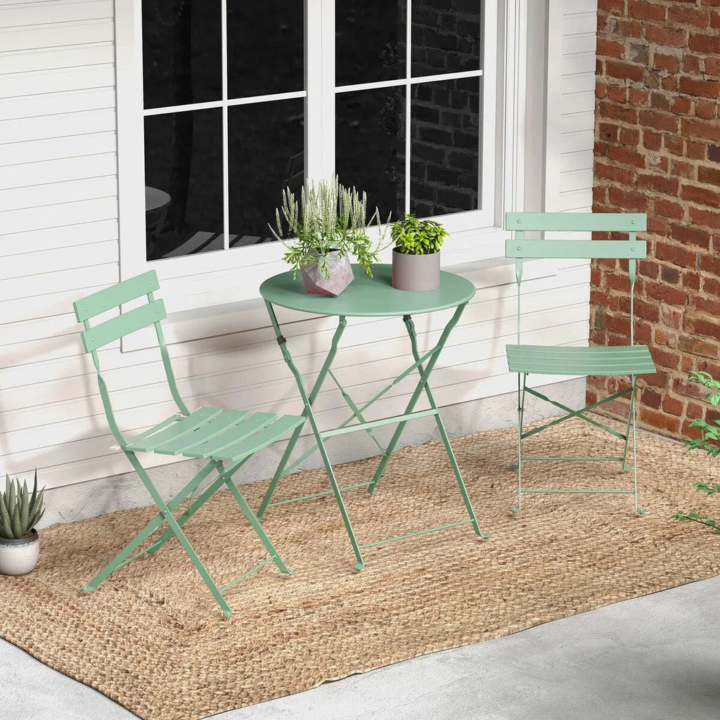 Ensemble bistro pliant 3 pièces en métal, salon de conversation intérieur/extérieur résistant aux intempéries pour patio, cour, jardin
