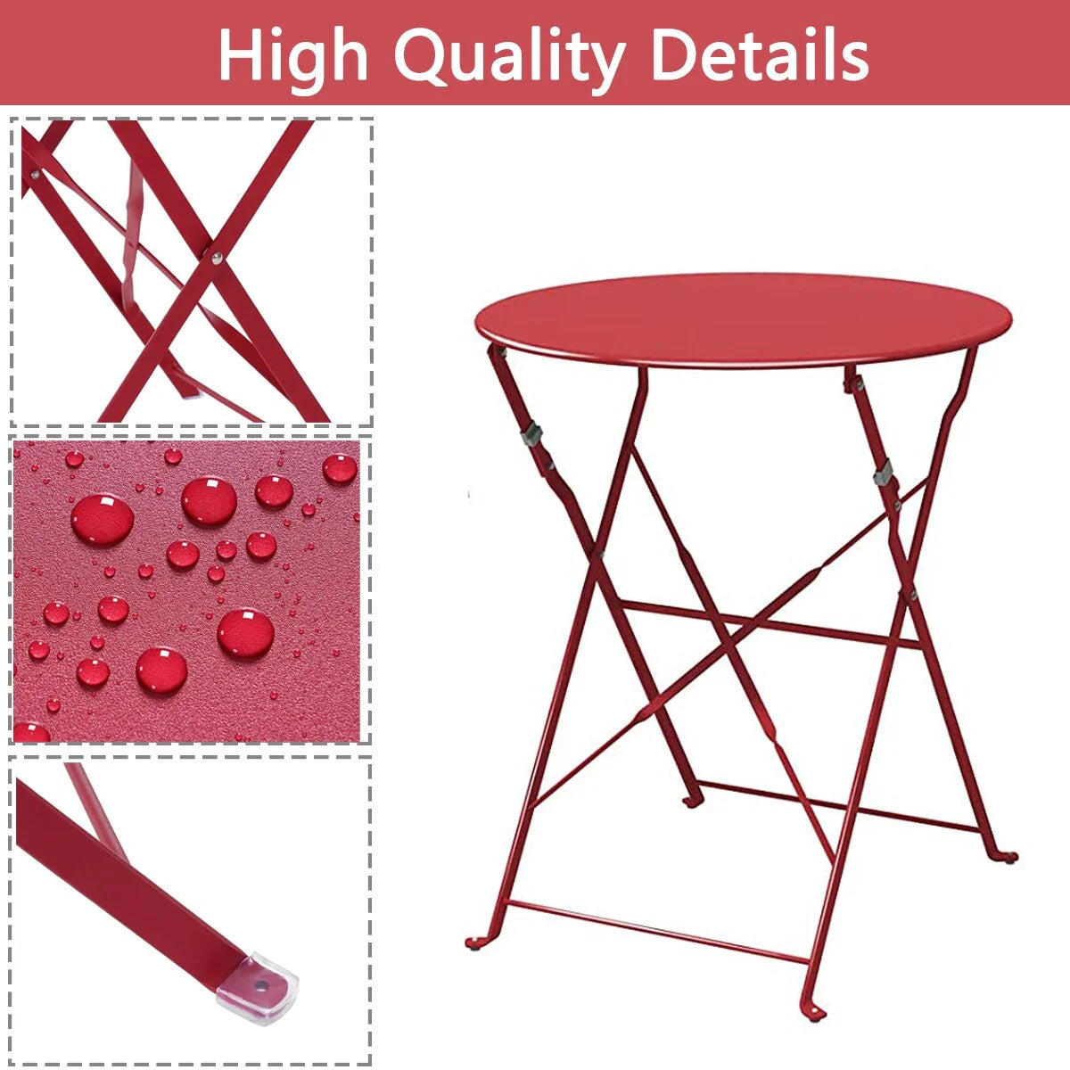 Ensemble bistro pliant 3 pièces en métal, salon de conversation intérieur/extérieur résistant aux intempéries pour patio, cour, jardin
