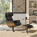 Fauteuil inclinable en cuir véritable Jovan 31.5 avec pouf