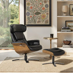 Fauteuil inclinable en cuir véritable Jovan 31.5 avec pouf
