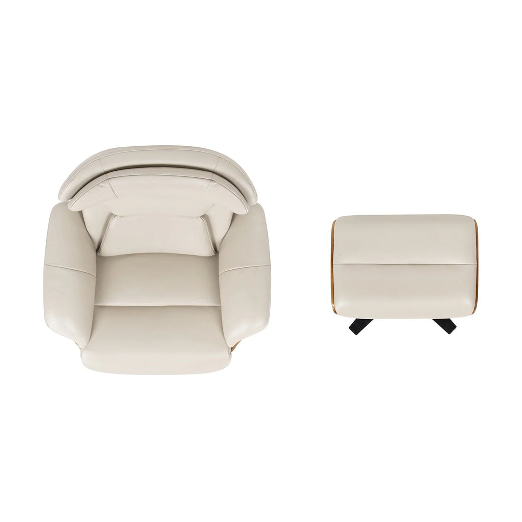 Fauteuil inclinable en cuir véritable Jovan 31.5 avec pouf