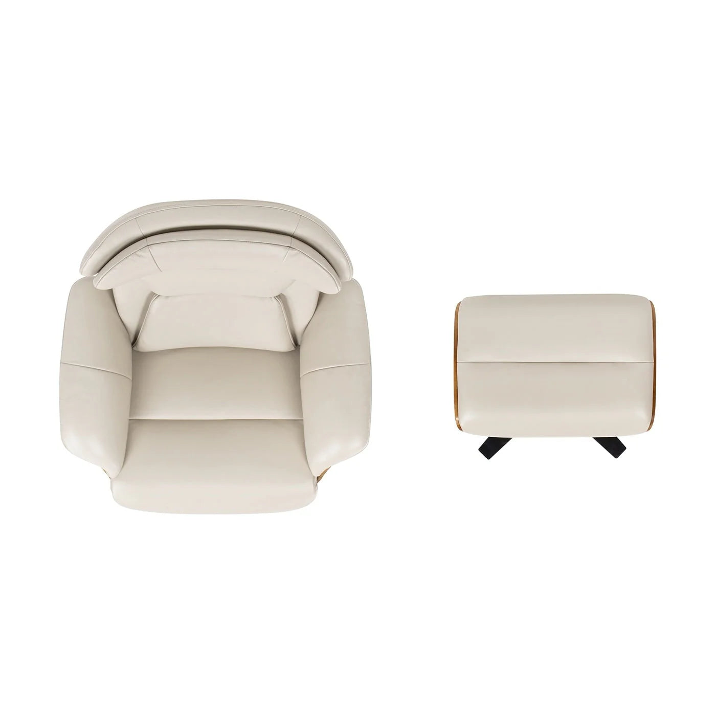 Fauteuil inclinable en cuir véritable Jovan 31.5 avec pouf